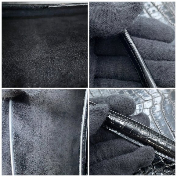 SAINT LAURENT PARIS Sunset ChainShoulder Bag Croco embossed leather Black 442906 - Picture 15 of 15